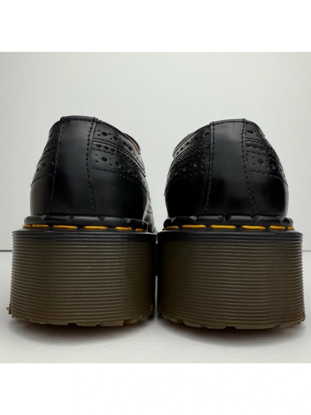 Vintage Dr. Martens Made in England Black Wingtip Platform Steel Oxfords UK 6